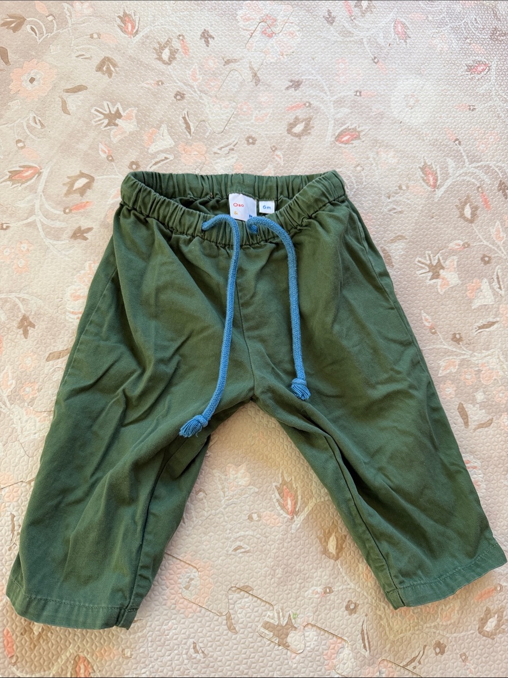 Oso & me Olive Green Joggers with Blue Drawstring